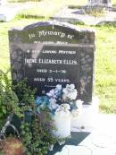 
Irene Elizabeth ELLIS,
wife mother,
died 5-1-70 aged 59 years;
Gleneagle Catholic cemetery, Beaudesert Shire
