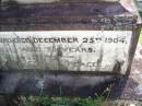 
Mary MCCABE,
died 25 Dec 1904 aged 70 years;
Gleneagle Catholic cemetery, Beaudesert Shire
