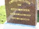 
Annie LUCAS,
died 8 April 1979 aged 84 years;
Gleneagle Catholic cemetery, Beaudesert Shire
