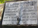 
James Leslie STRETTON, husband father,
died 4-4-81 aged 80 years;
Julia Gabrielle STRETTON, mother,
died 13-11-83 aged 72 years;
Gleneagle Catholic cemetery, Beaudesert Shire
