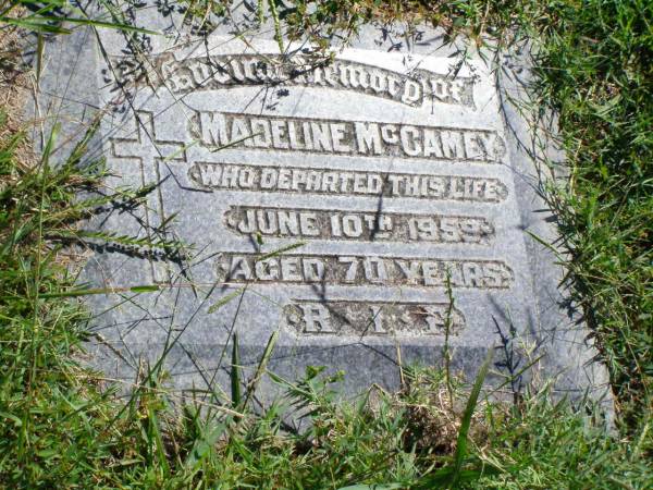 Madeline MCCAMEY,  | died 10 June 1959 aged 70 years;  | Gleneagle Catholic cemetery, Beaudesert Shire  | 