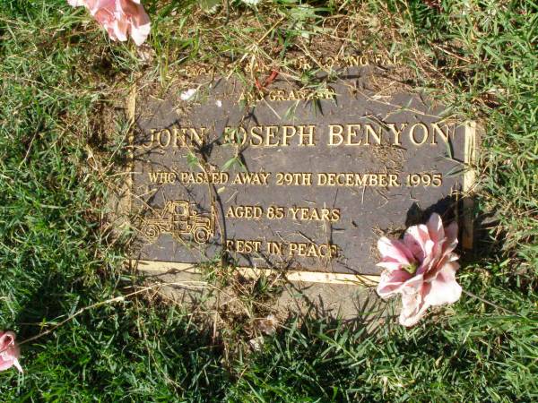 John Joseph BENYON,  | died 29 Dec 1995 aged 85 years;  | Gleneagle Catholic cemetery, Beaudesert Shire  | 