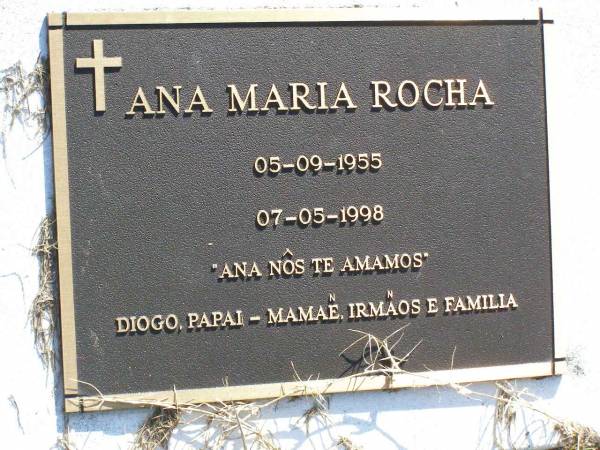 Ana Maria ROCHA,  | 05-09-1955 - 07-05-1998;  | Gleneagle Catholic cemetery, Beaudesert Shire  | 