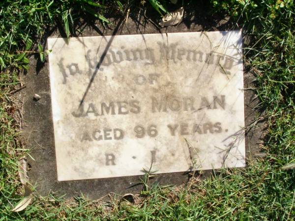 James MORAN,  | aged 96 years;  | Gleneagle Catholic cemetery, Beaudesert Shire  | 
