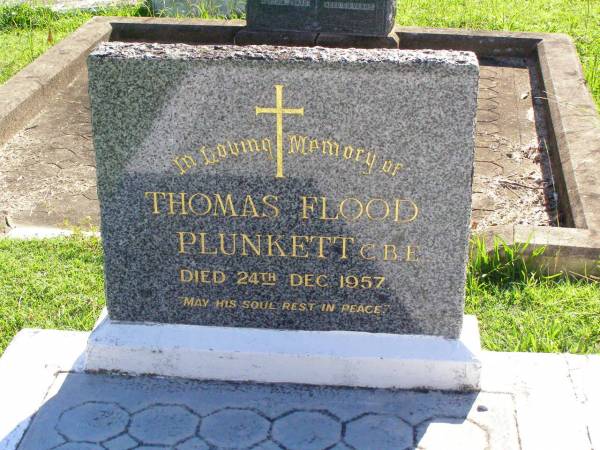 Thomas Flood PLUNKET,  | died 24 Dec 1957;  | Gleneagle Catholic cemetery, Beaudesert Shire  | 