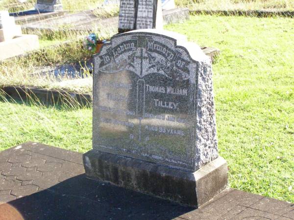 Catherine TILLEY,  | died 9 July 1960 aged 86 years;  | Thomas William TILLEY,  | died 26 Jan 1980 aged 93 years;  | Gleneagle Catholic cemetery, Beaudesert Shire  | 