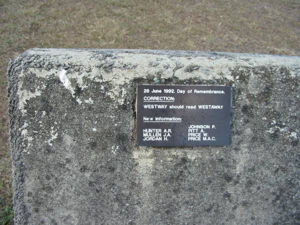 <a href= plaque2.html >Click to read plaque</a>;  | God's Acre cemetery, Archerfield, Brisbane  | 