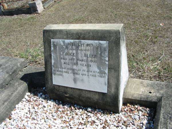 George H ALLEN  | 14 Mar 1935 aged 65  | God's Acre cemetery, Archerfield, Brisbane  | 