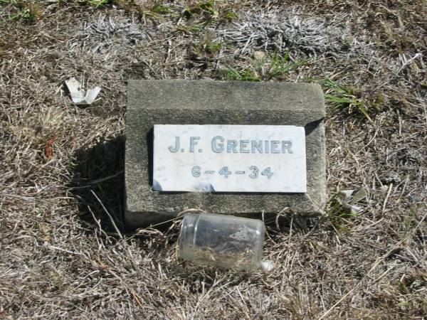 J F GRENIER  | 6 Apr 34  | God's Acre cemetery, Archerfield, Brisbane  | 