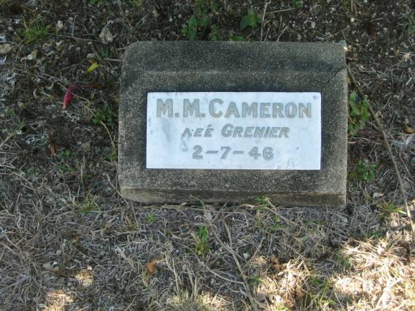 M M CAMERON (nee) GRENIER  | 2 Jul 46  | God's Acre cemetery, Archerfield, Brisbane  | 