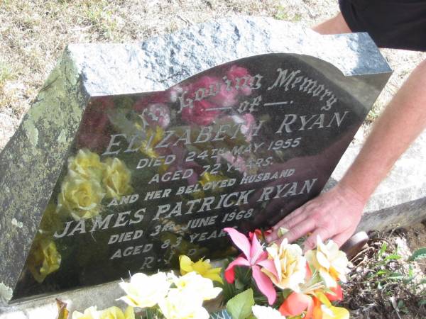 Elizabeth RYAN  | 24 May 1955  | aged 72  |   | husband  | James Patrick RYAN  | 3 Jun 1968  | aged 83  |   | Goodna General Cemetery, Ipswich.  |   | 