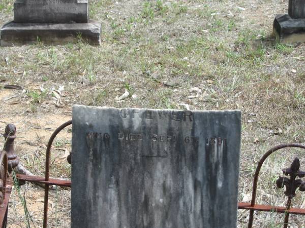 CREWER died 6 Sept 1891;  | Goodna General Cemetery, Ipswich.  | 