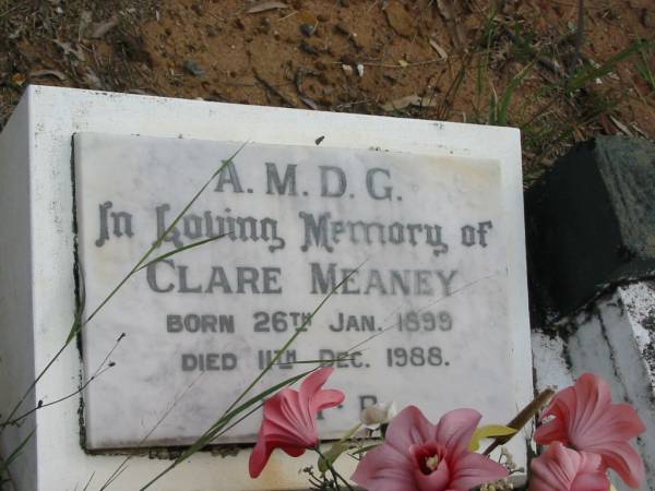 Clare MEANEY born 26 Jan 1899 died 11 Dec 1988;  | Goodna General Cemetery, Ipswich.  | 