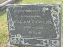 William C. OWENS, husband, 1898 - 1935; Goomeri cemetery, Kilkivan Shire 