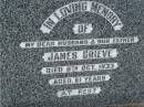 James GRIEVE, husband father, died 8 Oct 1933 aged 61 years; Goomeri cemetery, Kilkivan Shire 