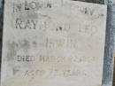 Raymond Leo IRWIN, died 22 March 1964 aged 72 years; Goomeri cemetery, Kilkivan Shire 
