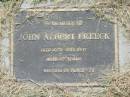 John Albert FREECK, died 10 July 1997 aged 87 years; Goomeri cemetery, Kilkivan Shire 