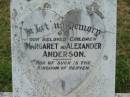 children; Margaret ANDERSON; Alexander ANDERSON; Goomeri cemetery, Kilkivan Shire 