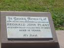 Reginald John PLANT, son brother grandson, accidentally killed 17 Nov 1957 aged 18 years; Goomeri cemetery, Kilkivan Shire 