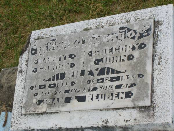 Darryl Gordon RILEY,  | died 18-2-1959;  | Gregory John RILEY,  | died 15-12-1959;  | infant sons of Joan & Reuben;  | Goomeri cemetery, Kilkivan Shire  | 
