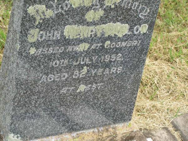 John Henry PAHLOW,  | died Goomeri 10 July 1952 aged 82 years;  | Goomeri cemetery, Kilkivan Shire  | 