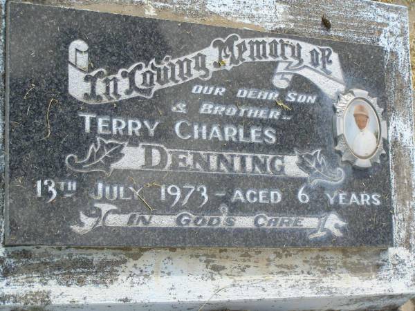 Terry Charles DENNING,  | son brother,  | died 13 July 1973 aged 6 years;  | Goomeri cemetery, Kilkivan Shire  | 