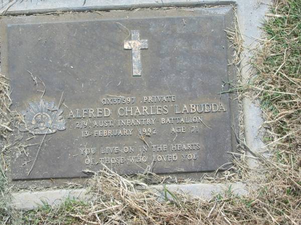 Alfred Charles LABUDDA,  | died 13 Feb 1992 aged 71 years;  | Goomeri cemetery, Kilkivan Shire  | 