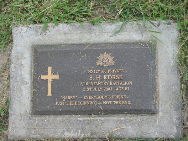 S.H. (Harry) DORSE,  | died 21 July 2003 aged 81 years;  | Goomeri cemetery, Kilkivan Shire  | 