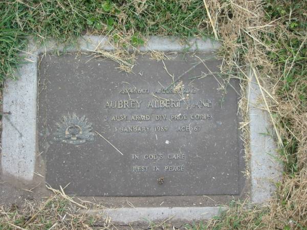 Aubrey Albert LANE,  | died 1 Jan 1989 aged 67 years;  | Goomeri cemetery, Kilkivan Shire  | 