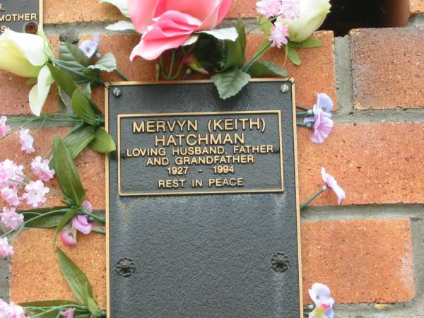 Mervyn (Keith) HATCHMAN,  | husband father grandfather,  | 1927 - 1994;  | Goomeri cemetery, Kilkivan Shire  | 