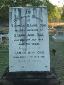 
Thomas David OGG, husband of Sarah Ann OGG,
died 5 July 1908 aged 64 years;
Sarah Ann OGG,
died 12 May 1912 aged 57 years;
Grandchester Cemetery, Ipswich
