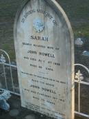 
Sarah, wife of John HOWELL,
died 26 July 1898 aged 60 years;
John HOWELL,
died 12 Feb 1912 aged 76 years;
Grandchester Cemetery, Ipswich

