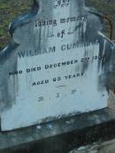 
William CUMMING,
died 2 Dec 1905 aged 63 years;
Grandchester Cemetery, Ipswich
