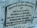 
parents,
Patrick J. HOGAN,
died 1 Dec 1954 aged 78 years;
Ernestine HOGAN,
died 11 July 1956 aged 81 years;
Grandchester Cemetery, Ipswich
