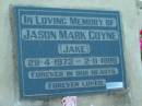 
Jason Mark COYNE (Jake),
29-4-1973 - 2-11-1998;
Grandchester Cemetery, Ipswich
