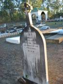 
Mary, wife of Patrick COLLINGWOOD,
died 19 Jan 1915 aged 26 years;
Grandchester Cemetery, Ipswich
