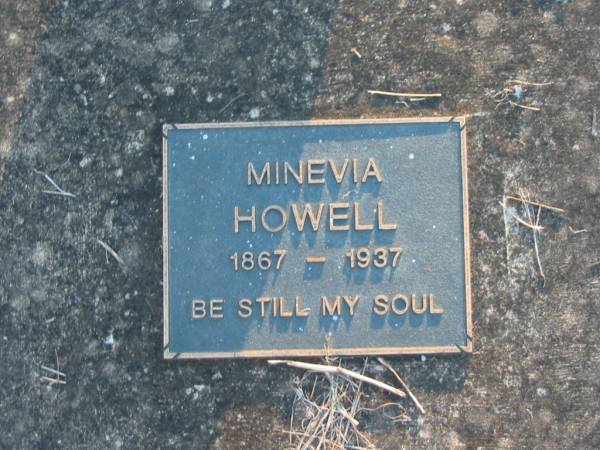 Minevia HOWELL,  | 1867 - 1937;  | Grandchester Cemetery, Ipswich  | 