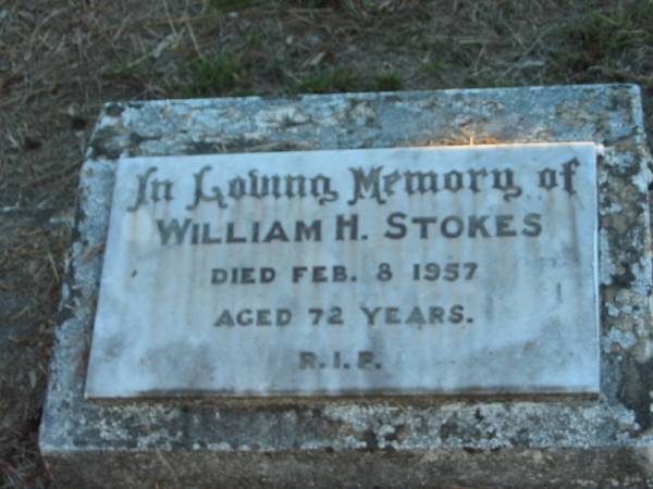 William H. STOKES,  | died 8 Feb 1957 aged 72 years;  | Grandchester Cemetery, Ipswich  | 