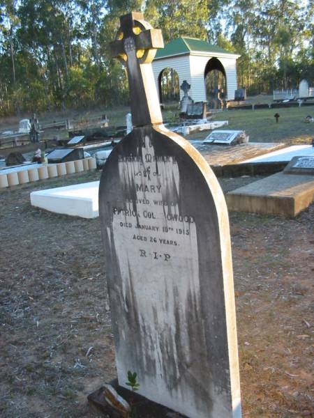 Mary, wife of Patrick COLLINGWOOD,  | died 19 Jan 1915 aged 26 years;  | Grandchester Cemetery, Ipswich  | 