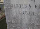 
Christina Elizabeth EISEMANN,
born 2 June 1830,
died 24 Nov 1919;
Greenwood St Pauls Lutheran cemetery, Rosalie Shire
