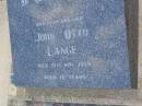 
John Otto LANGE,
brother,
died 19 Nov 1979 aged 70 years;
Greenwood St Pauls Lutheran cemetery, Rosalie Shire
