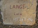 
Lola LANGE,
21-5-1930 -23-5-1930;
Greenwood St Pauls Lutheran cemetery, Rosalie Shire
