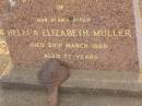 
Helena Elizabeth MULLER,
mother,
died 29 March 1969 aged 77 years;
Greenwood St Pauls Lutheran cemetery, Rosalie Shire
