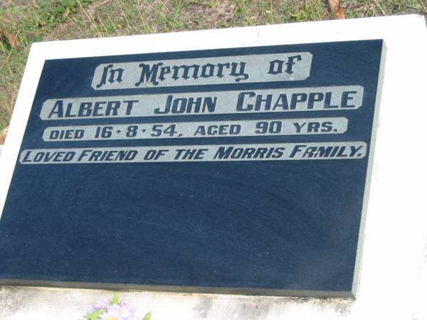 Albert John CHAPPLE  | 16-8-54  | 90 yrs  |   | St Matthew's (Anglican) Grovely, Brisbane  | 