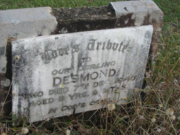 Desmond  | 7 Dec 1945  | aged 9 yrs 9 mths  |   | St Matthew's (Anglican) Grovely, Brisbane  | 