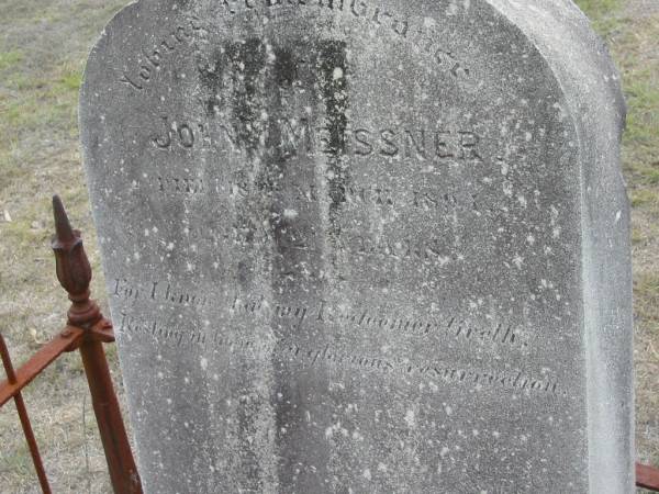 John MEISSNER  | d: 18 Mar? 1891, aged 21  | Haigslea Lawn Cemetery, Ipswich  | 