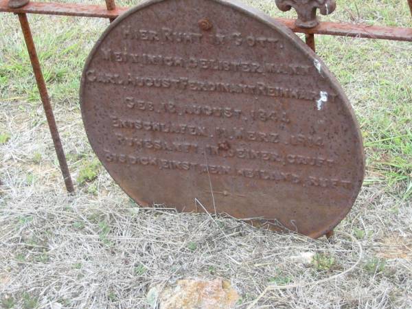 Carl August Ferdinant REINHARDT  | b: 18 Aug 1844  | d: 11 Merz 1914  | Haigslea Lawn Cemetery, Ipswich  | 