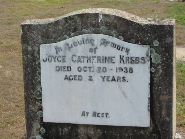 Joyce Catherine KREBS  | 20 Oct 1938, aged 21  | Haigslea Lawn Cemetery, Ipswich  | 