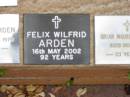 Felix Wilfrid ARDEN 16 May 2002, aged 92 Saint Augustines Anglican Church, Hamilton  