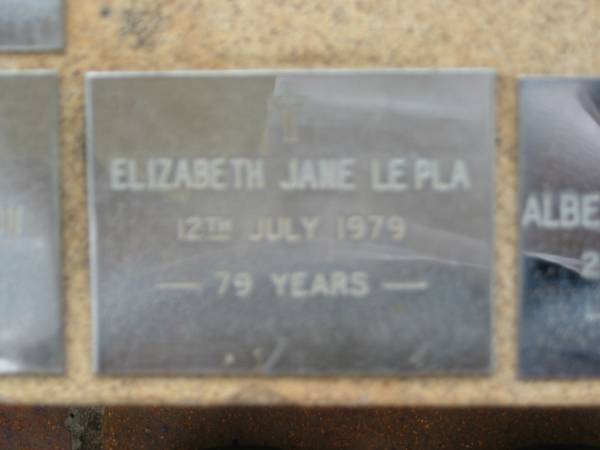 Elizabeth Jane LE PLA (LEPLA?)  | 12 Jul 1979, aged 79  | Saint Augustines Anglican Church, Hamilton  |   | 